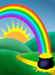 A rainbow coming out of a pot of gold

Description automatically generated